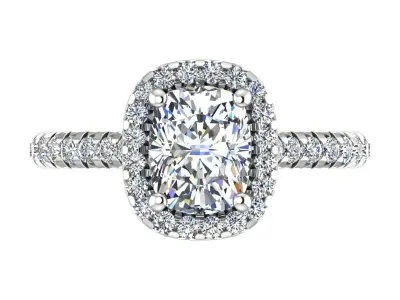 Cushion Cut Engagement Ring 3D print model