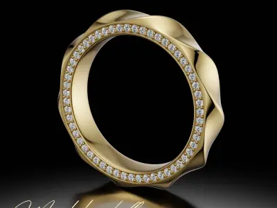 Twist Infinity Diamond Ring - Luxury Gold Band 3D print model