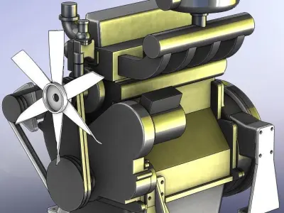 Tractor Diesel Engine 4105T Free 3D model
