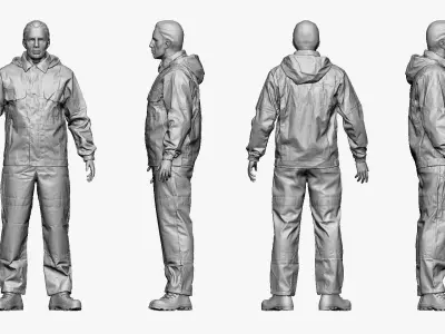 001156 engineering suit light gray Low-poly 3D model