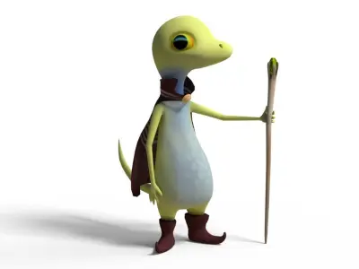 Cute Gecko Lizard Low-poly 3D model