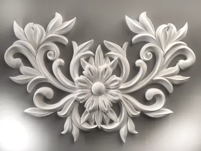 Wall decor flowers with leaves for milling CNC machines 3D print model
