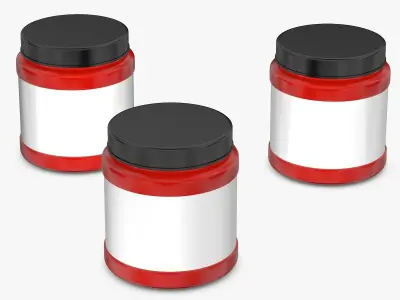 Red Jar with Label and Cover 3D model