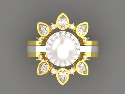 STL 3DN bride pearl  wedding luxury ring model wr0012  3D print model