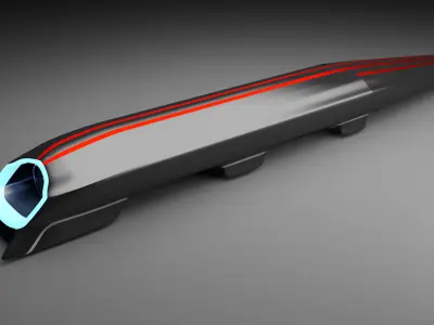 Hyperloop futuristic high speed train 3D model