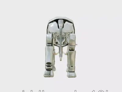 Titanium Legged Mechanical Elephant with Flexible Trunk Low-poly 3D model