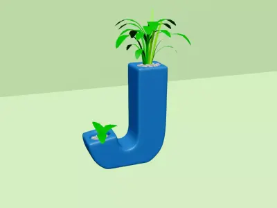 Vase J - Alphabet Vases Collection Letters - STL Printable 3D print model