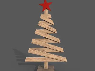 Christmas tree Wooden decor Low-poly 3D model