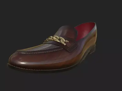 Luxury Leather Chain Loafer Shoe 3D Model 3D model