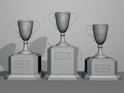 Set of cups with pedestals 3D model