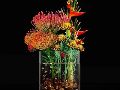 Plant collection 3 tropical arrangement in glass vase