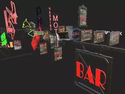 Old School Sign Advertising Pack Low-poly 3D model