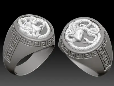 Medusa   man ring Sculpture jewelry Gold silver  3D print model