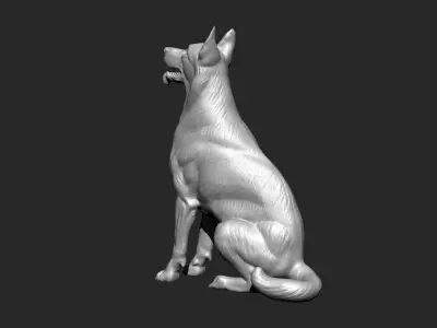 German Shepherd Dog - Low and High poly Model 3D model 3D model
