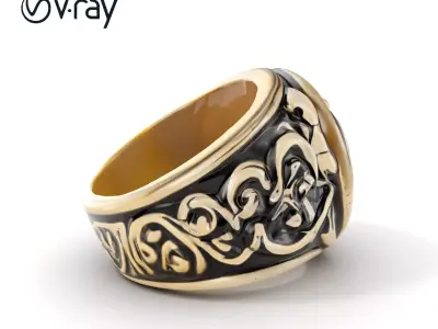 Ornate Vintage Ring Model Pack Low-poly 3D model