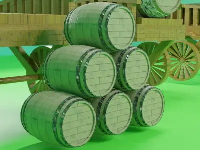 MultiModel GameModel An old car Chest Barrel 3D model