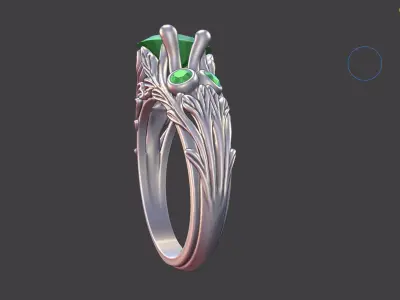 LEAFY MULTI GEMSTONE PRONG ENGAGEMENT RING 3D print model