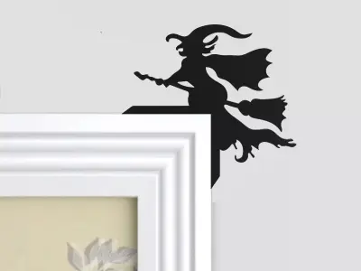 Halloween Door Corner Decor - Flying Witch Shaped 3D print model
