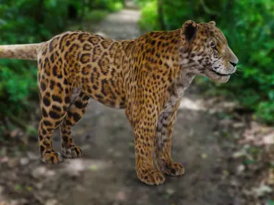 Fur Jaguar V02 NO Rigged in Blender Low-poly 3D model