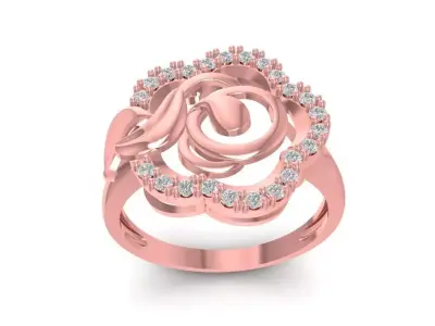 Luxury Rose Diamond Flower Ring for Women 1480 3D print model