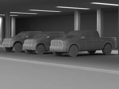 6 LowPoly Pickups Low-poly 3D model