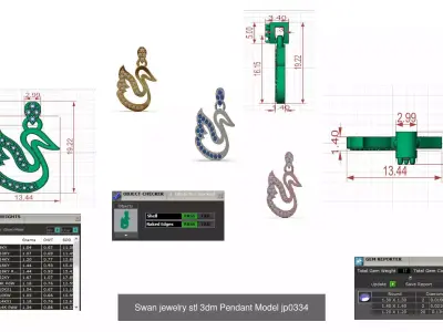 Swan and Power Collection STL 3D Ring and Pendant 3D Model Pack