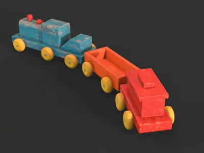 Old Toy Train Low-poly 3D model