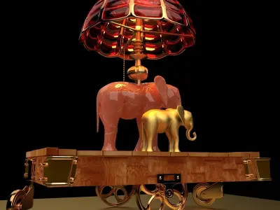 Chinese display stand with elephant lamp  3D model purchase