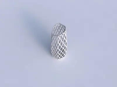 Vase arc hexagon with diagonal grid lattice 3D print model