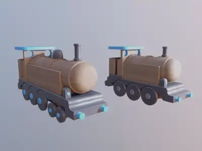 WOODEN TRAIN TOYS BUNDLE - RogueFilmProductions Low-poly 3D model