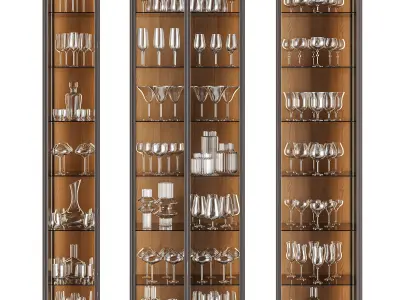  Luxury Glassware Cabinet Set 01 3D model