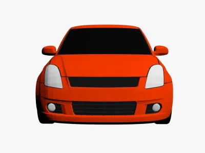 Low Poly Car orange Low-poly 3D model