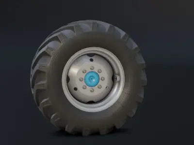 Set of wheels for MTZ tractor Assembly Free low-poly 3D model
