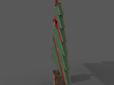 Christmas Tree Decor with bow Low-poly 3D model