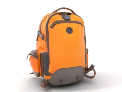 Bright Orange Backpack model pack Low-poly 3D model