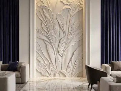 modern panel wall decor set relief stl mural CNC 254 3D model