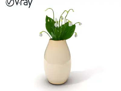 Elegant Lily of the Valley Vase Model Pack Low-poly 3D model