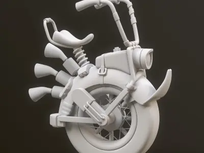 One Wheel Motorcycle Free low-poly 3D model