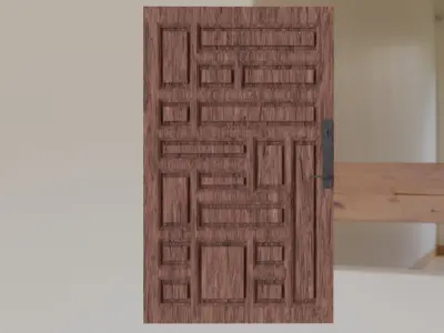5 Modern Wooden Doors Pack Low-poly 3D model