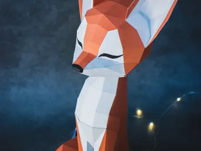 Fox papercraft DIY PDF pepakura origami template low poly 3D model