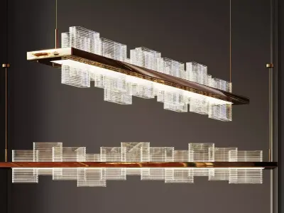 Luxury Modern Linear Crystal Chandelier Pendant Light  Low-poly 3D model