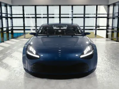 BLENDER EEVEE Brandless Small 2 door sedan Low-poly 3D model