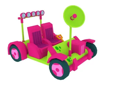Cartoon Car Moonrover Low-poly 3D model