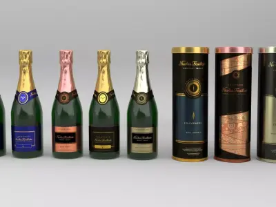 Nicolas Feuillatte Palmes Dor Champagne All Brut Bottles 3D model