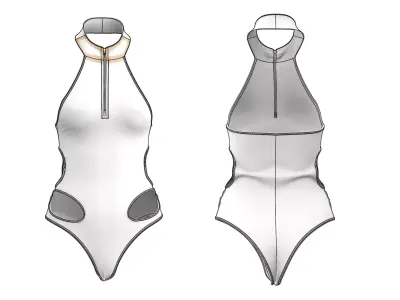 Dynamic woman athletic halter swimsuit 3d model Low-poly 3D model