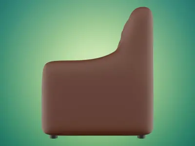 Leather Armchair and Plastic Leg Style 3D model