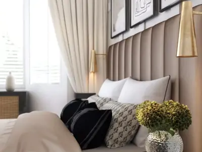 Luxury Modern Bedroom Interior 3D Model Photorealistic Design 3D model