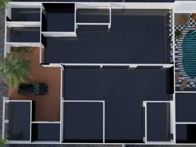 Modern House with Pool 3D model