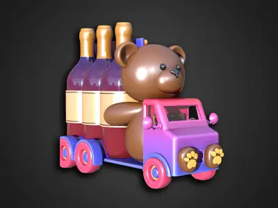 Asset - Cartoons - Food RedWine Car 3D model