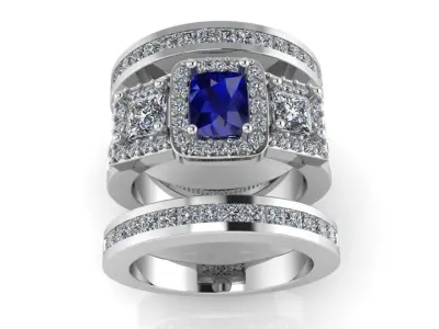 Halo Ring With 2 Channel Setting Band 4030 3D print model